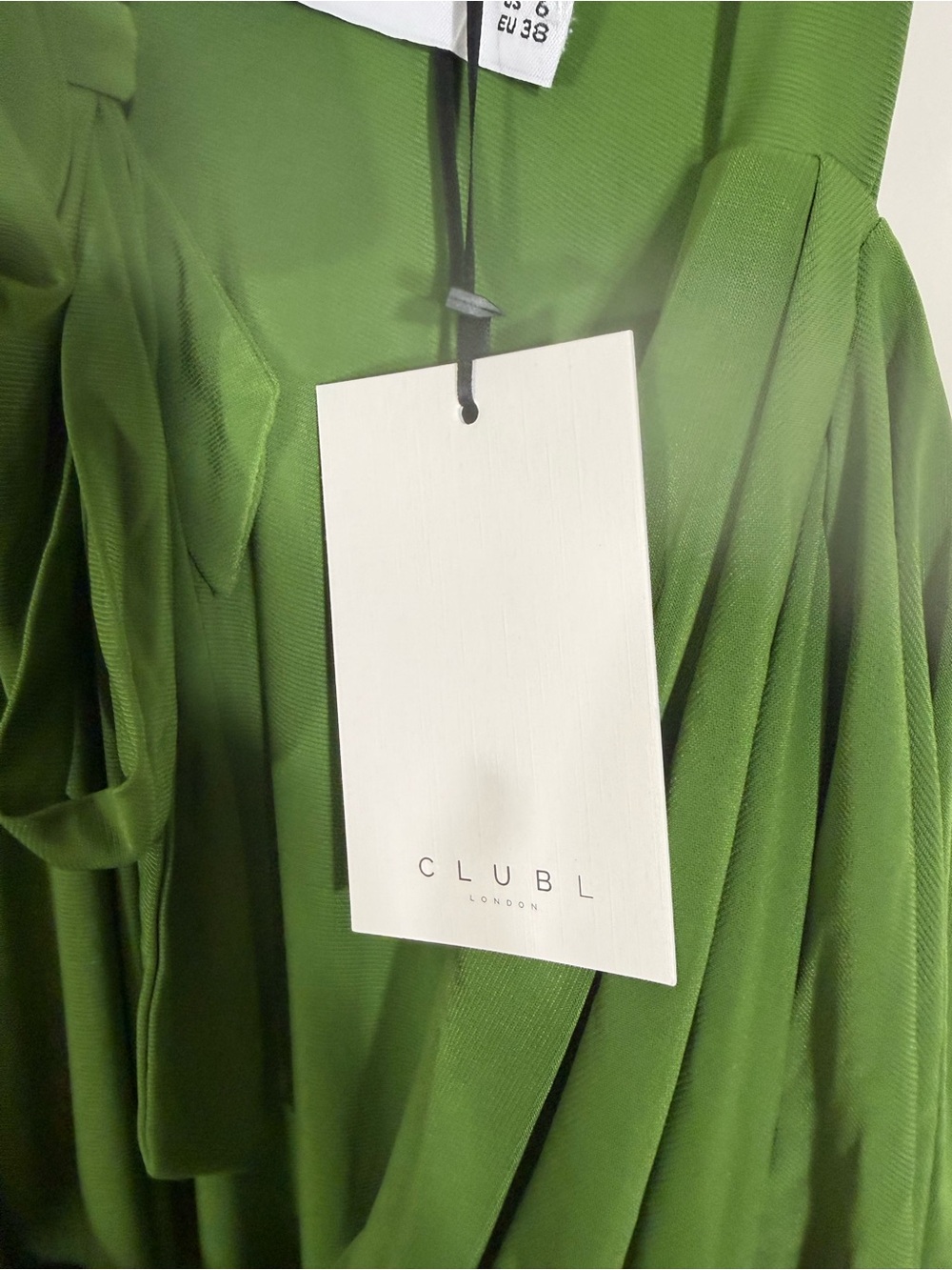 NWT Club L London Hurghada Green Plunge Long Sleeve Maxi Dress Green Size 6 - Picture 7 of 9